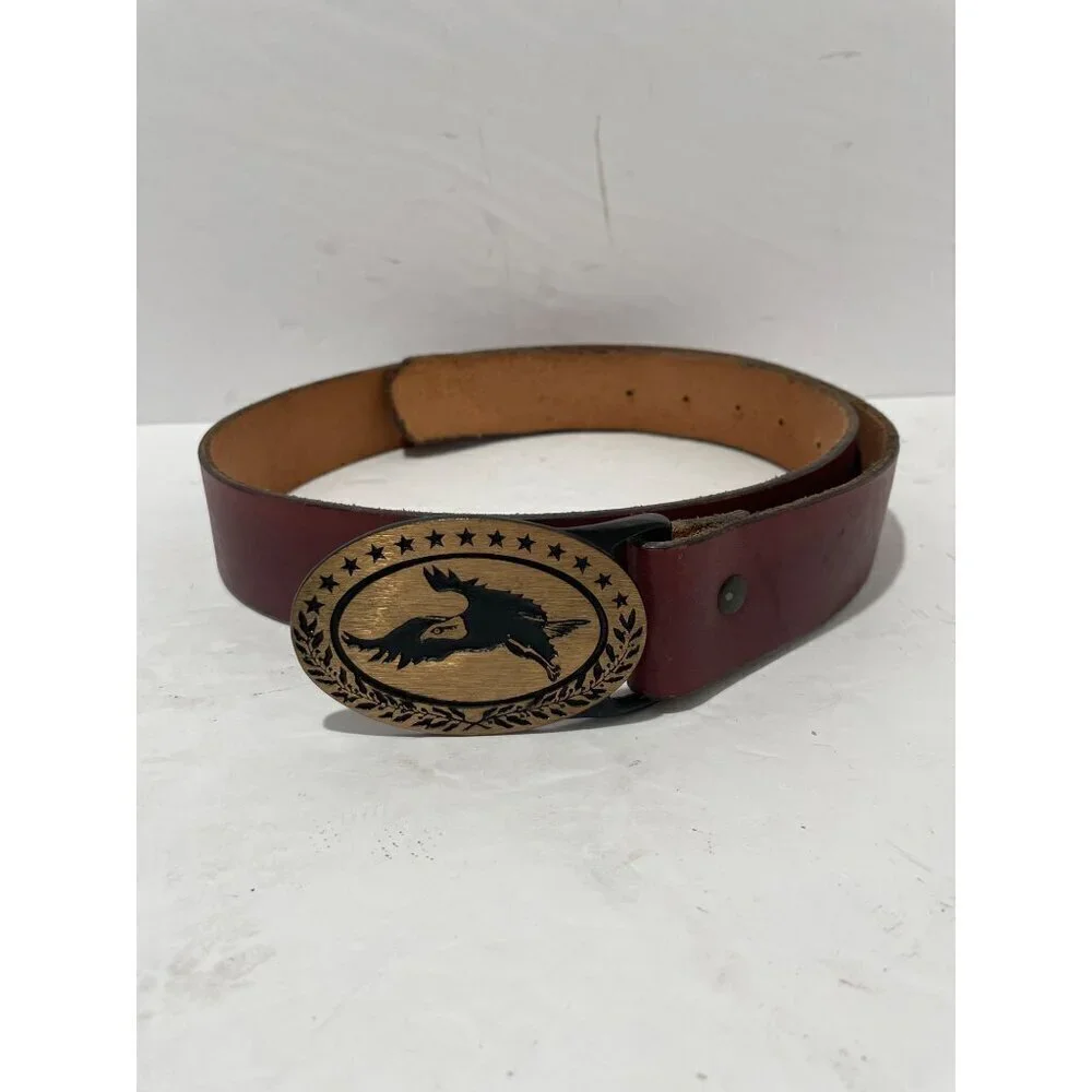 Tech Ether American Eagle/1970s Brown western Leather belt Eagle 48 solid Brass